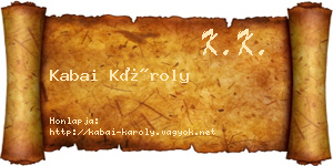 Kabai Károly névjegykártya