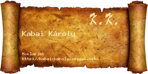 Kabai Károly névjegykártya
